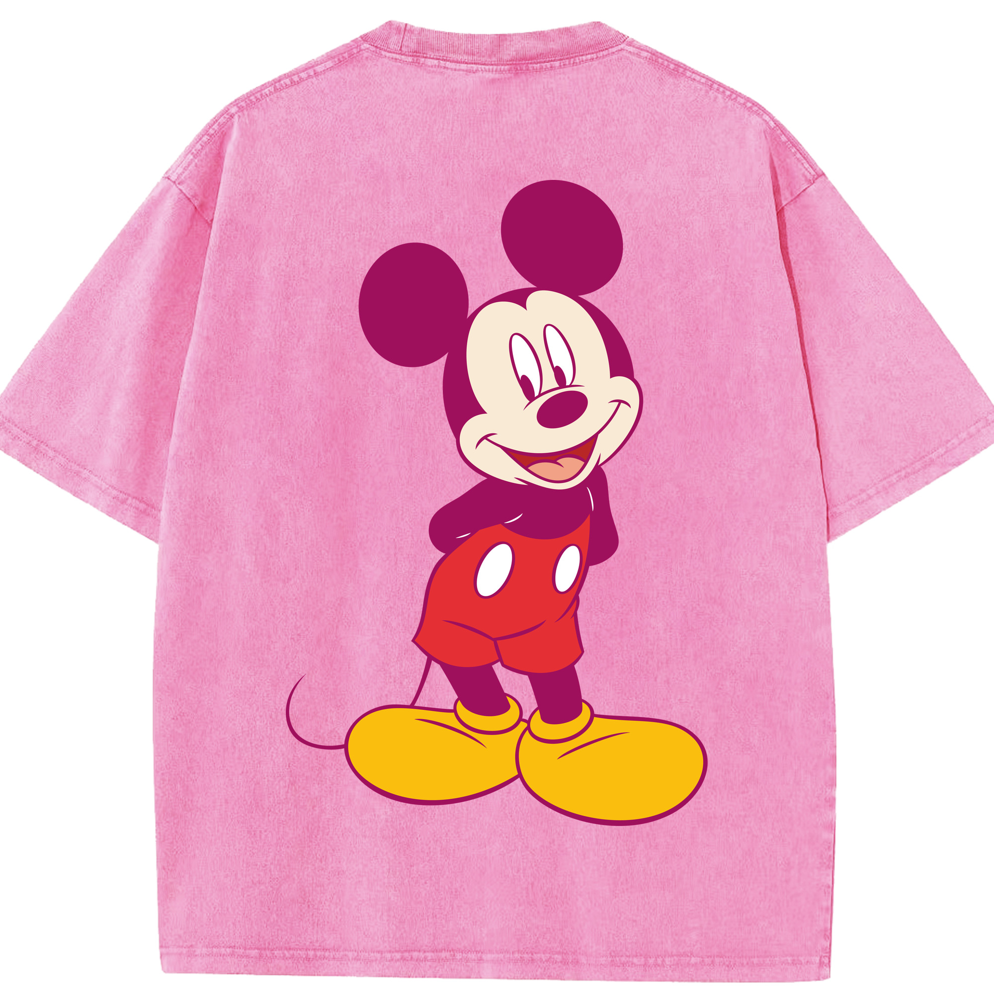 （画像用） ミッキーマウス Mickey Mouse 綿100% ヴィンテージ風 半袖Tシャツ（背面プリント）